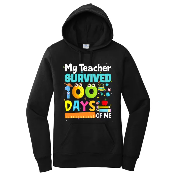 My Teacher Survived 100 Days Of Me Funny Women's Pullover Hoodie