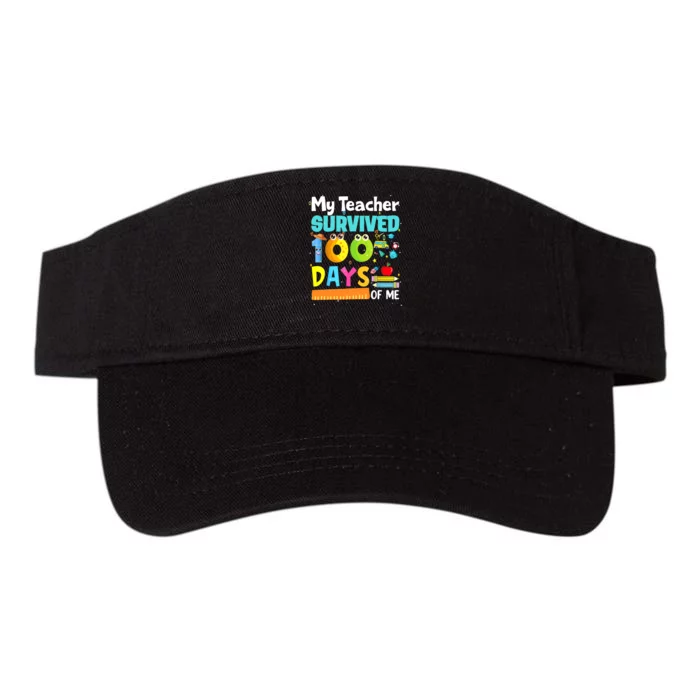 My Teacher Survived 100 Days Of Me Funny Valucap Bio-Washed Visor