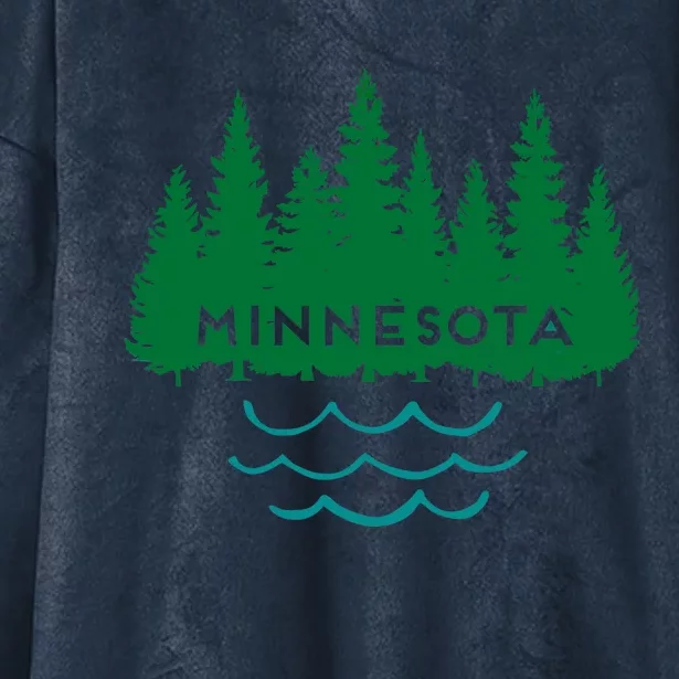 Minnesota Tree Silhouette Lakes Nature Souvenir Graphic Hooded Wearable Blanket