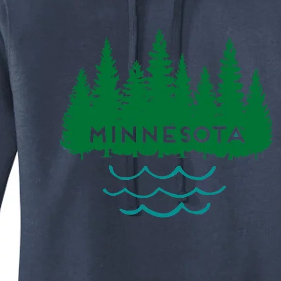 Minnesota Tree Silhouette Lakes Nature Souvenir Graphic Women's Pullover Hoodie