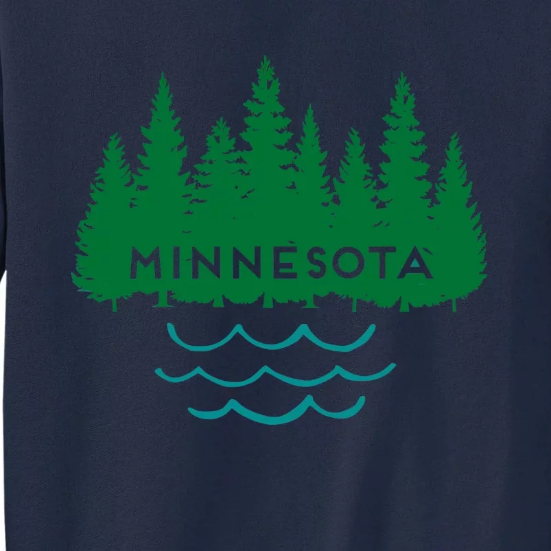 Minnesota Tree Silhouette Lakes Nature Souvenir Graphic Tall Sweatshirt