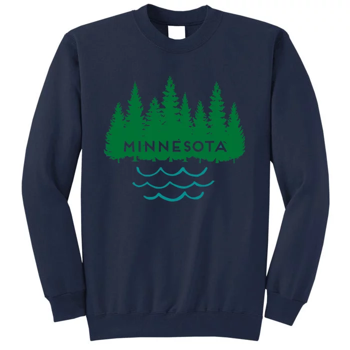 Minnesota Tree Silhouette Lakes Nature Souvenir Graphic Tall Sweatshirt