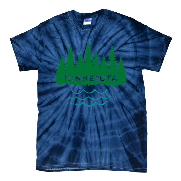 Minnesota Tree Silhouette Lakes Nature Souvenir Graphic Tie-Dye T-Shirt