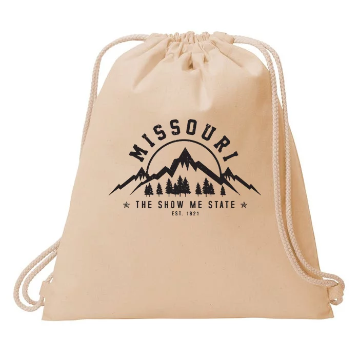 Missouri The Show Me State Est 1821 Vintage Mountains Gift Drawstring Bag