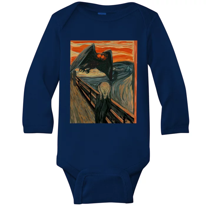 Mothman The Scream Mashup WV Cryptid Art Baby Long Sleeve Bodysuit