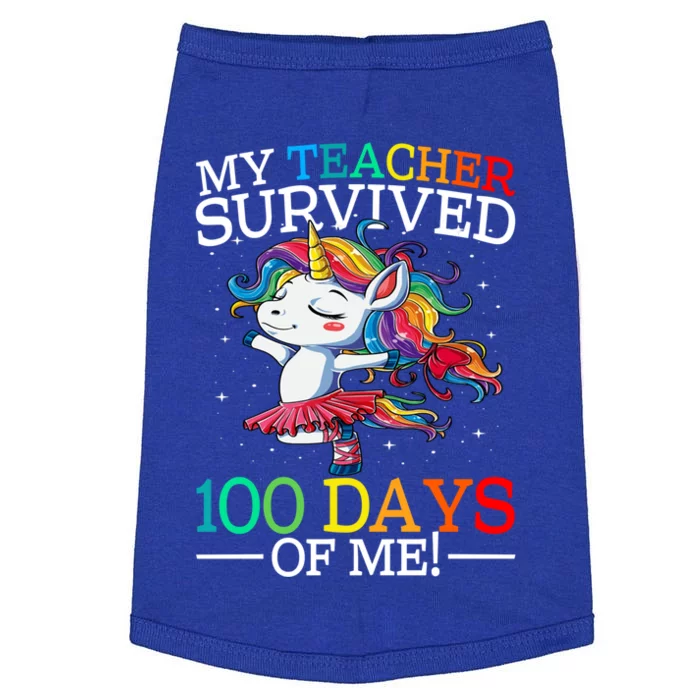 My Teacher Survived 100 Days Of Me Unicorn Cool Gift Doggie Tank