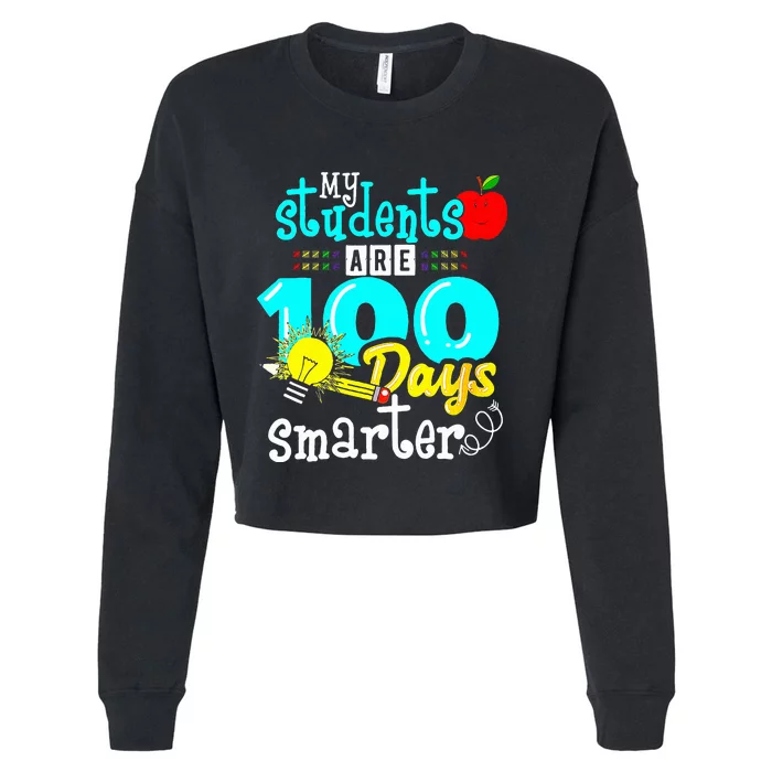 My Teacher Survived 100 Days Of Me Funny 100 Days Of School Cropped Pullover Crew