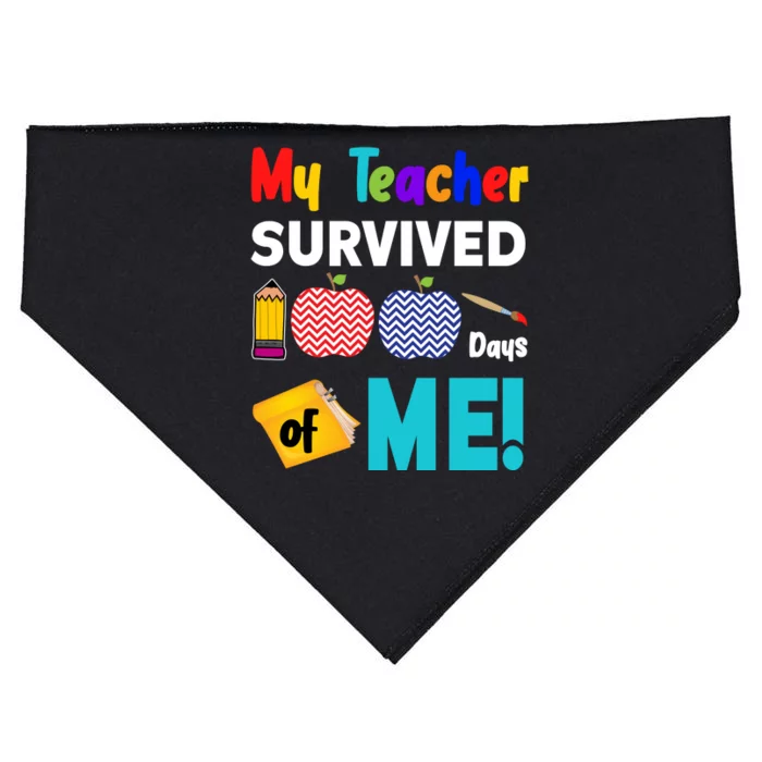 My Teacher Survived 100 Days Of Me USA-Made Doggie Bandana