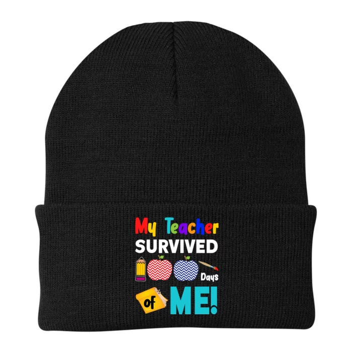 My Teacher Survived 100 Days Of Me Knit Cap Winter Beanie