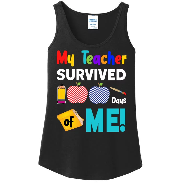 My Teacher Survived 100 Days Of Me Ladies Essential Tank