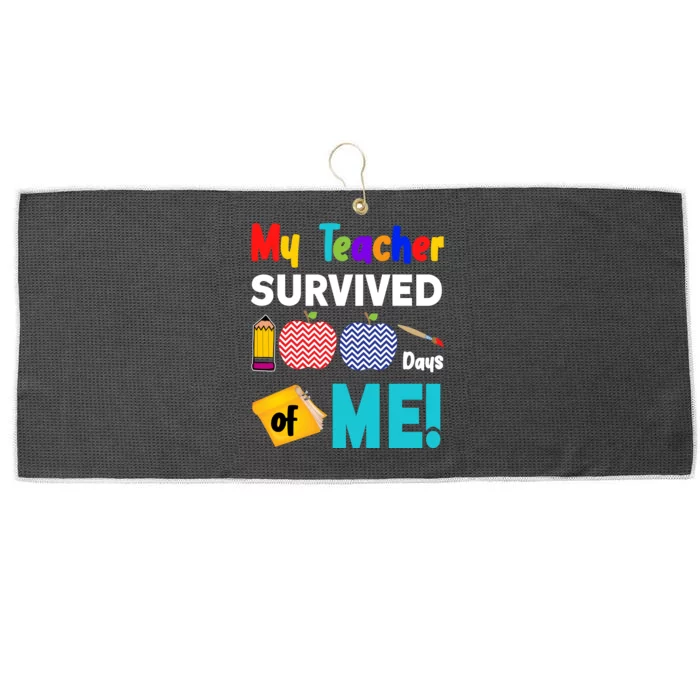 My Teacher Survived 100 Days Of Me Large Microfiber Waffle Golf Towel