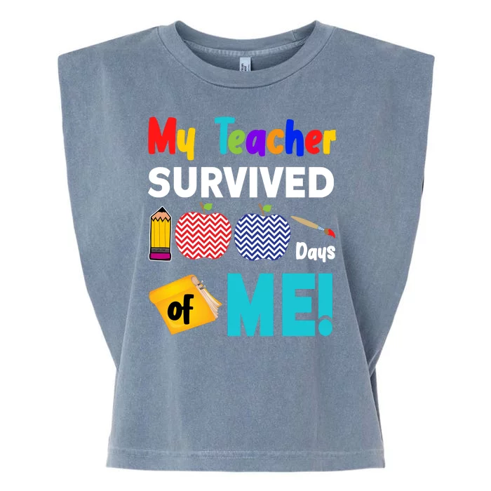 My Teacher Survived 100 Days Of Me Garment-Dyed Women's Muscle Tee