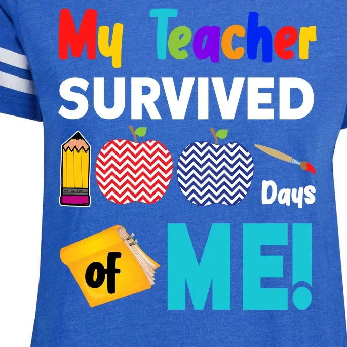 My Teacher Survived 100 Days Of Me Enza Ladies Jersey Football T-Shirt