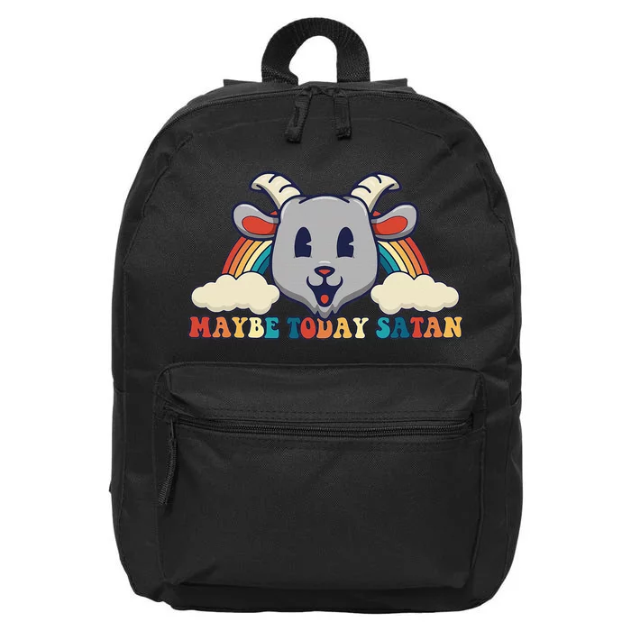 Maybe Today Satan Retro Toon Cute Kawaii Goat Head Rainbow 16 in Basic Backpack