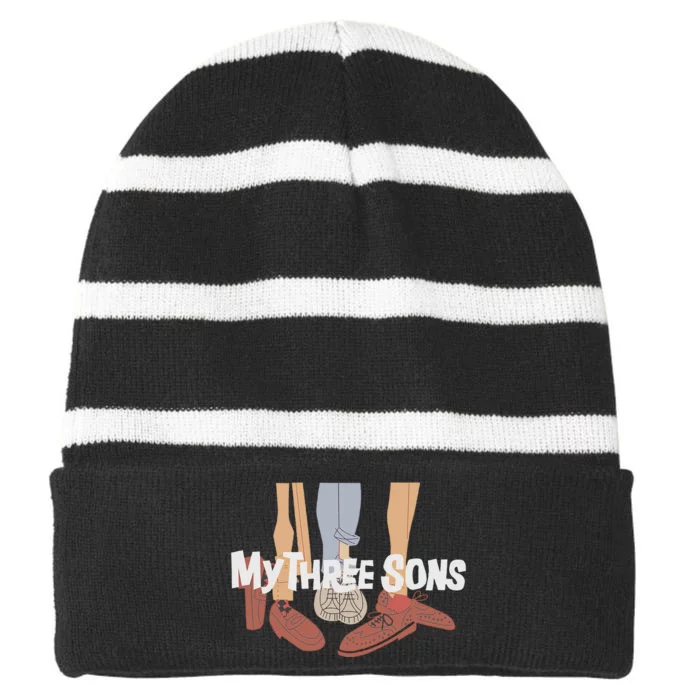 My Three Sons Shoes Retro Lover Striped Beanie with Solid Band