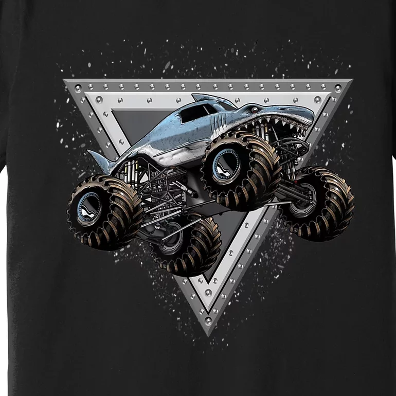 Monster Truck Shark For Adults And Boys Girls Shark Truck Premium T-Shirt