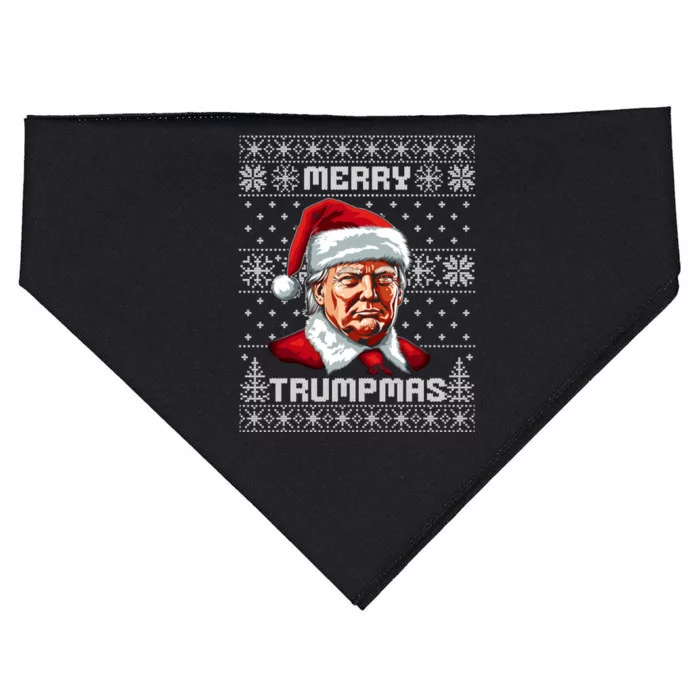 Merry Trumpmas Santa Claus Trump Christmas Ugly Christmas USA-Made Doggie Bandana