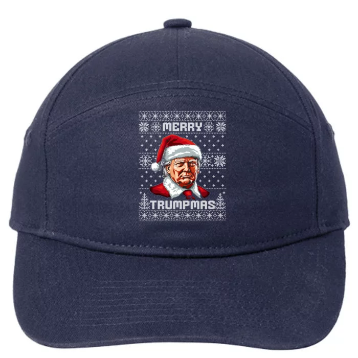 Merry Trumpmas Santa Claus Trump Christmas Ugly Christmas 7-Panel Snapback Hat