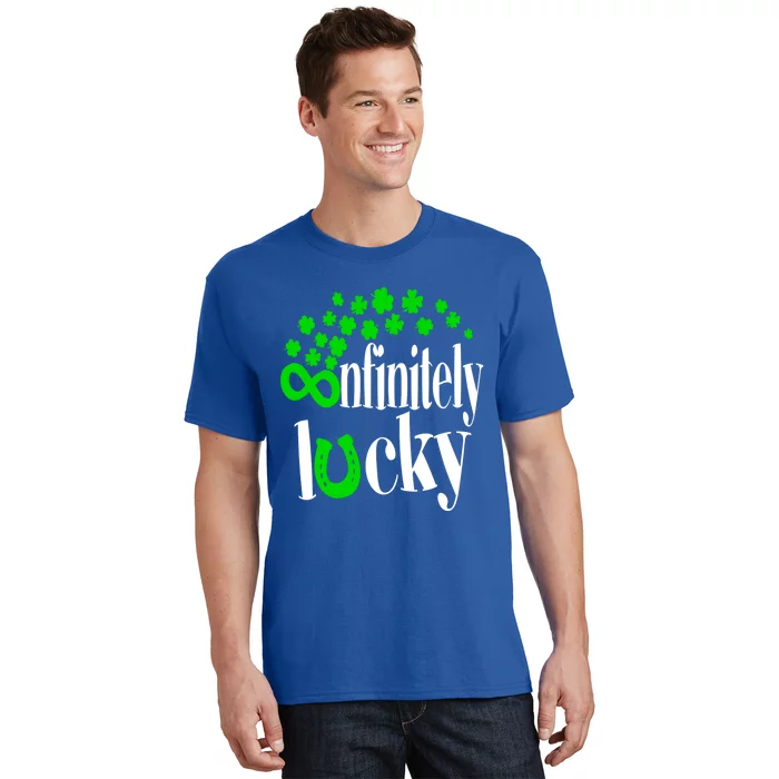 Math Teacher St Patricks Day Shamrock Infinitely Lucky Funny Gift T-Shirt