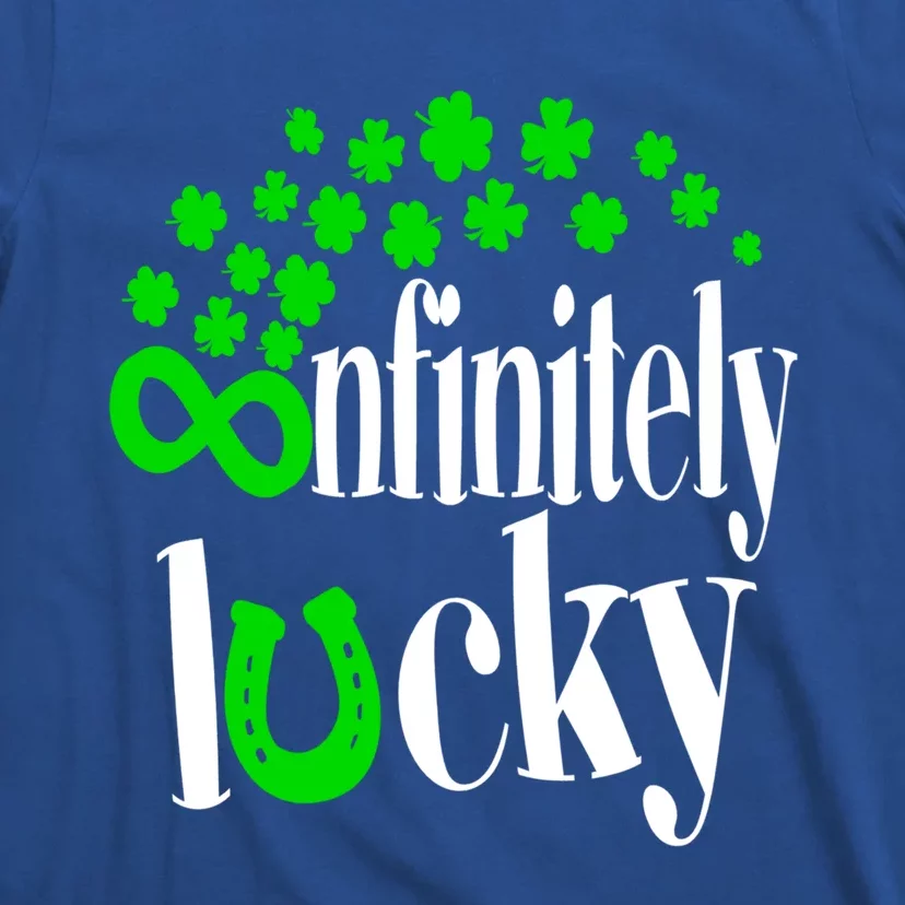 Math Teacher St Patricks Day Shamrock Infinitely Lucky Funny Gift T-Shirt