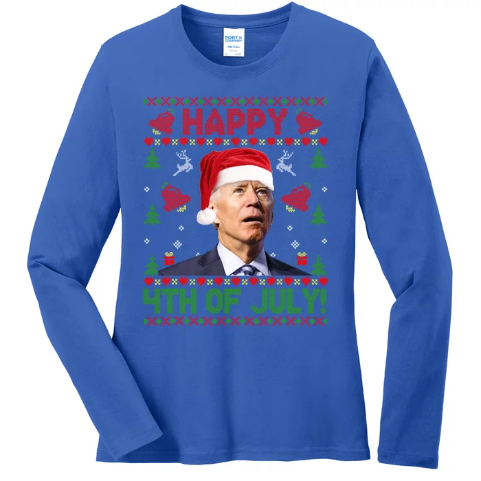 Merry Thanksgiving Santa Joe Biden Christmas Ugly Sweater Funny Gift Ladies Long Sleeve Shirt