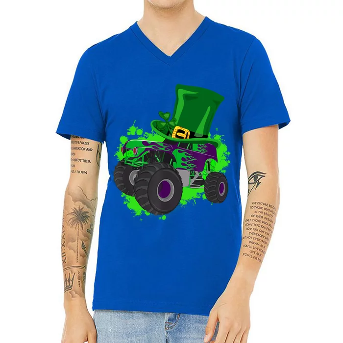 Monster Trucks St Patrick's Day Adults And Cool Gift V-Neck T-Shirt