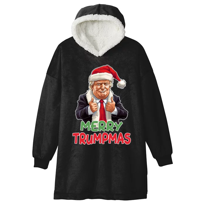 Merry Trumpmas Santa Claus Donald Trump Hooded Wearable Blanket