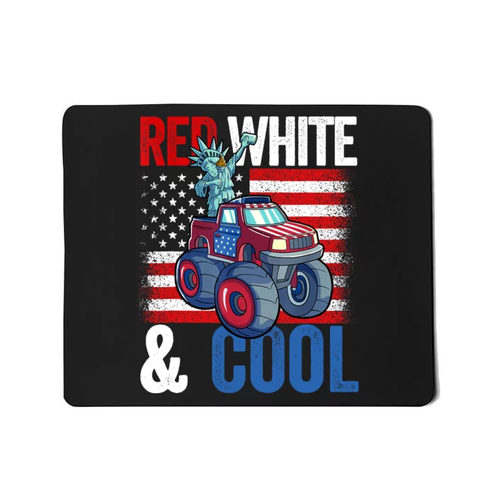 Monster Truck Statue Liberty 4th Of July Boy American Flag Mousepad