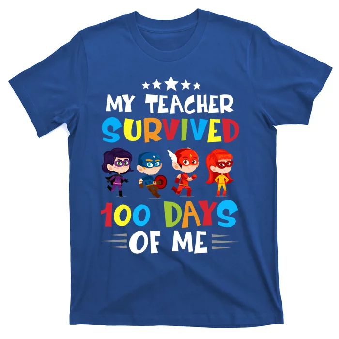 My Teacher Survived 100 Days Of Me Cute Superheroes Gift T-Shirt