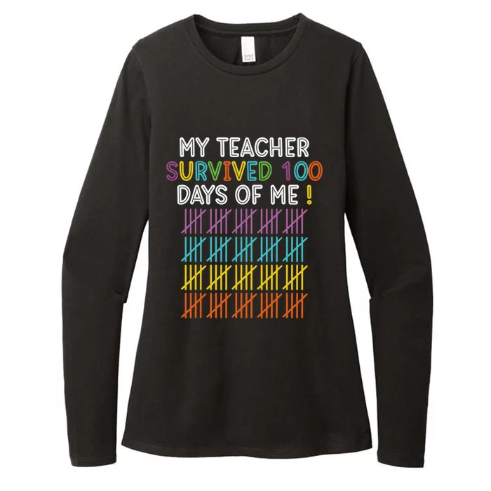 My Teacher Survived 100 Days Of Me Funny 100th Day Of School Gift Womens CVC Long Sleeve Shirt