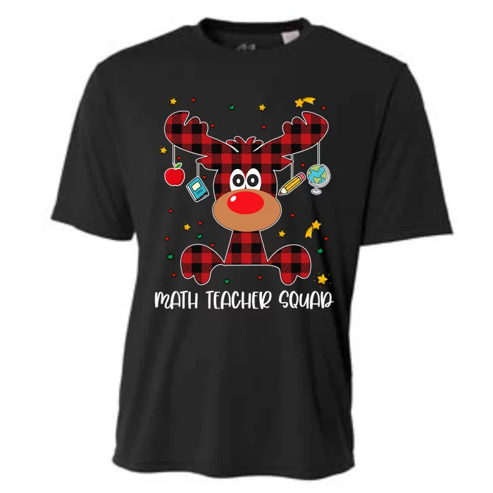 Math Teacher Squad Red Plaid Reindeer Santa Christmas Gift Cooling Performance Crew T-Shirt