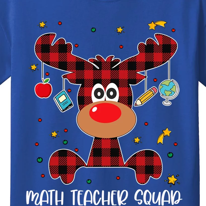 Math Teacher Squad Red Plaid Reindeer Santa Christmas Gift Kids T-Shirt