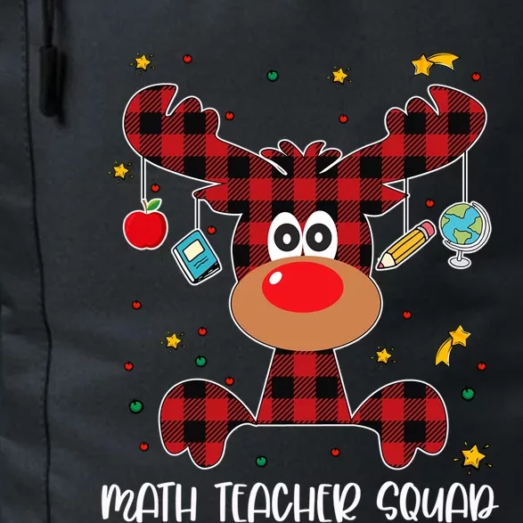 Math Teacher Squad Red Plaid Reindeer Santa Christmas Gift Daily Commute Backpack