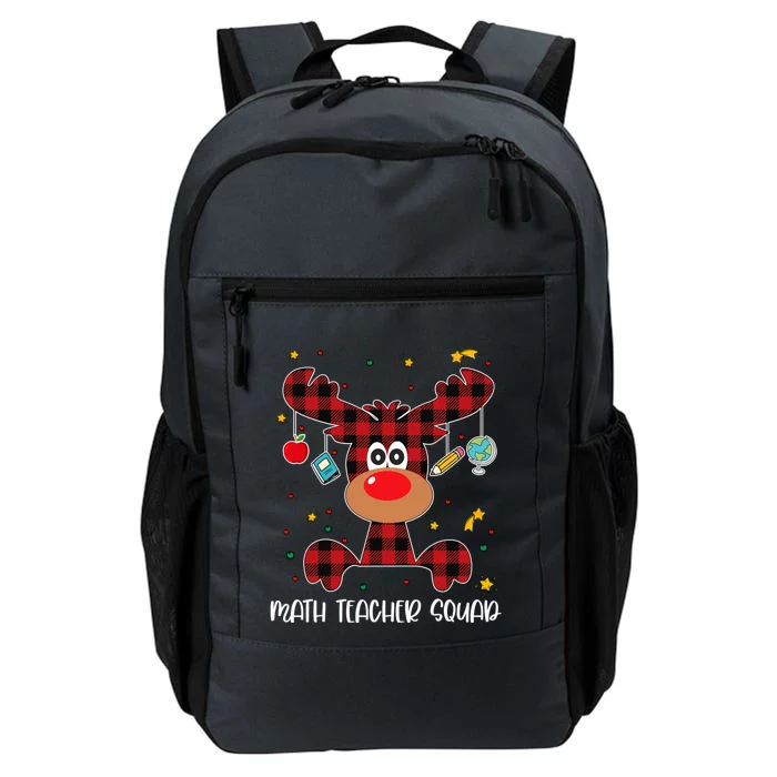 Math Teacher Squad Red Plaid Reindeer Santa Christmas Gift Daily Commute Backpack