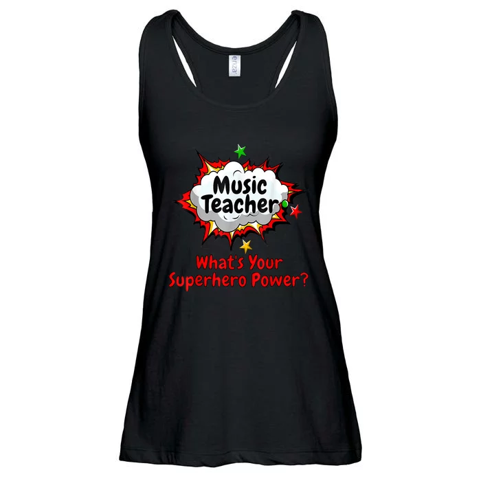 Music Teacher Superhero Funny Comic Tee Ladies Essential Flowy Tank