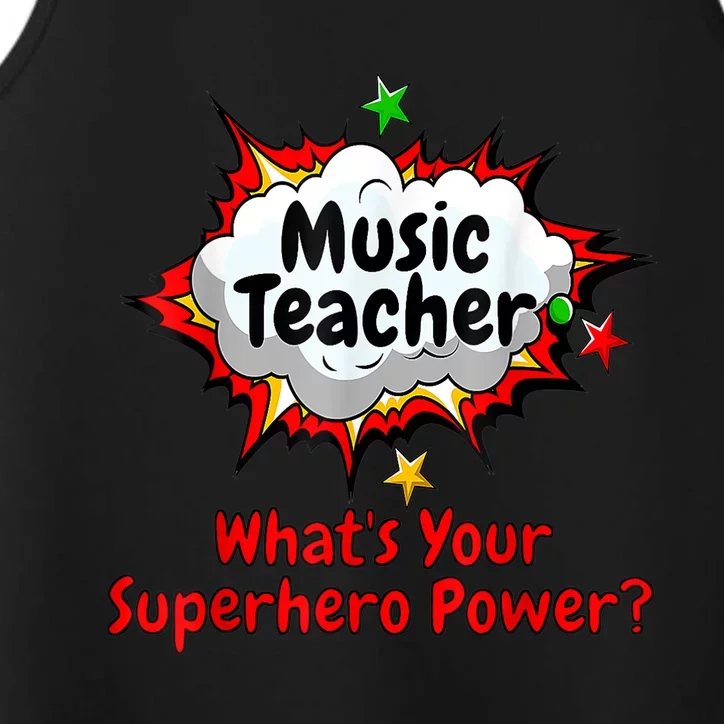 Music Teacher Superhero Funny Comic Tee Performance Tank