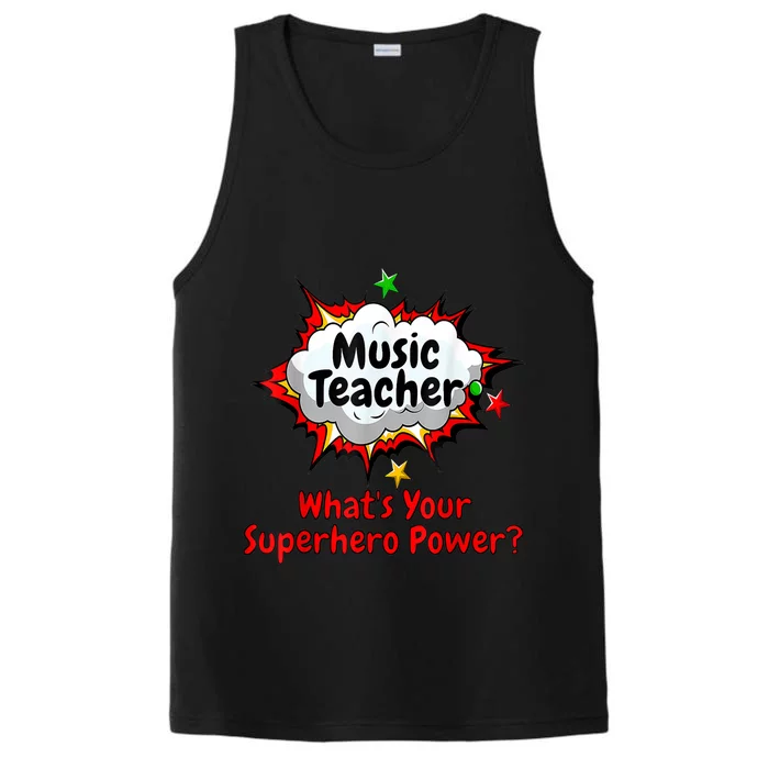 Music Teacher Superhero Funny Comic Tee Performance Tank