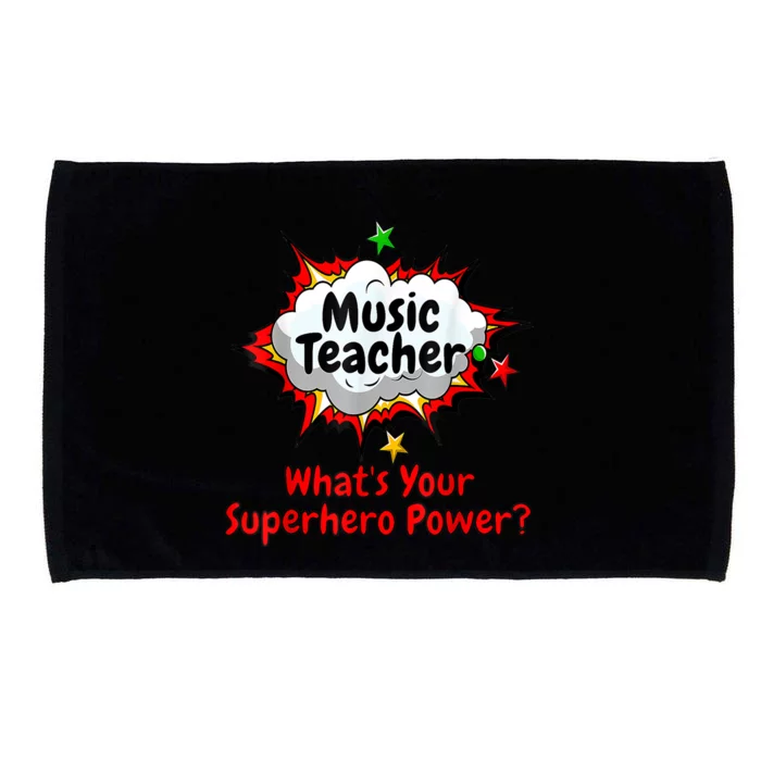 Music Teacher Superhero Funny Comic Tee Microfiber Hand Towel