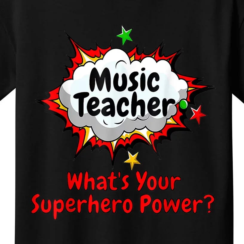 Music Teacher Superhero Funny Comic Tee Kids T-Shirt