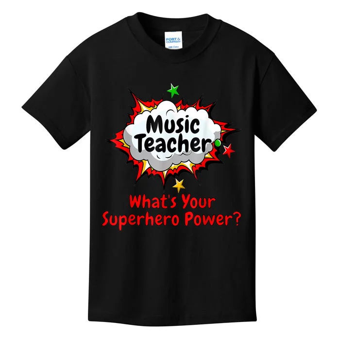 Music Teacher Superhero Funny Comic Tee Kids T-Shirt