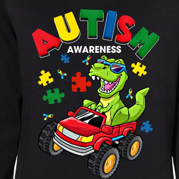 Monster Truck Trex Dinosaur Autism Awareness Gift Womens California Wash Sweatshirt