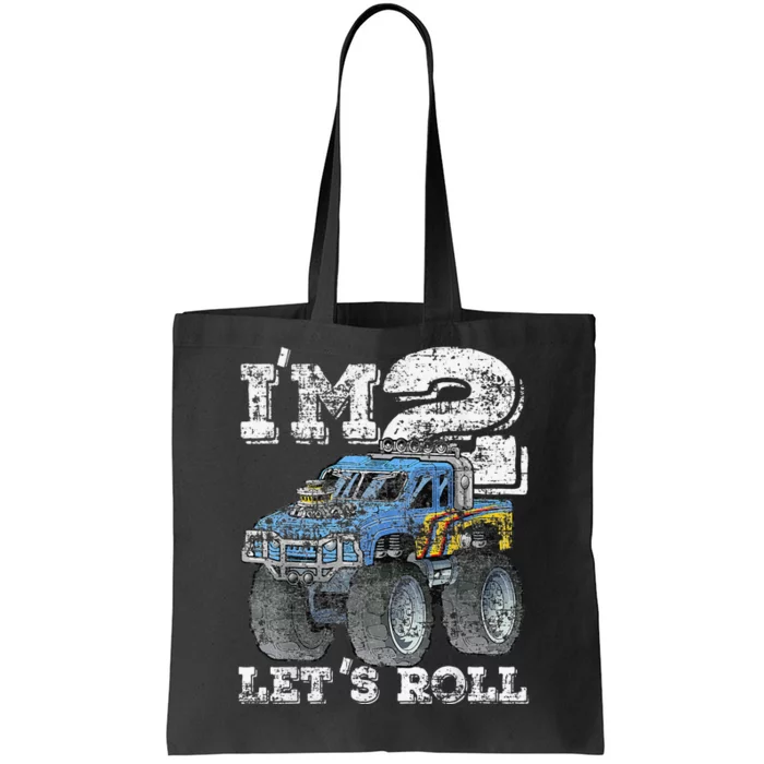 Monster Truck Tee I'M 2 LET'S ROLL 2nd Birthday Tote Bag