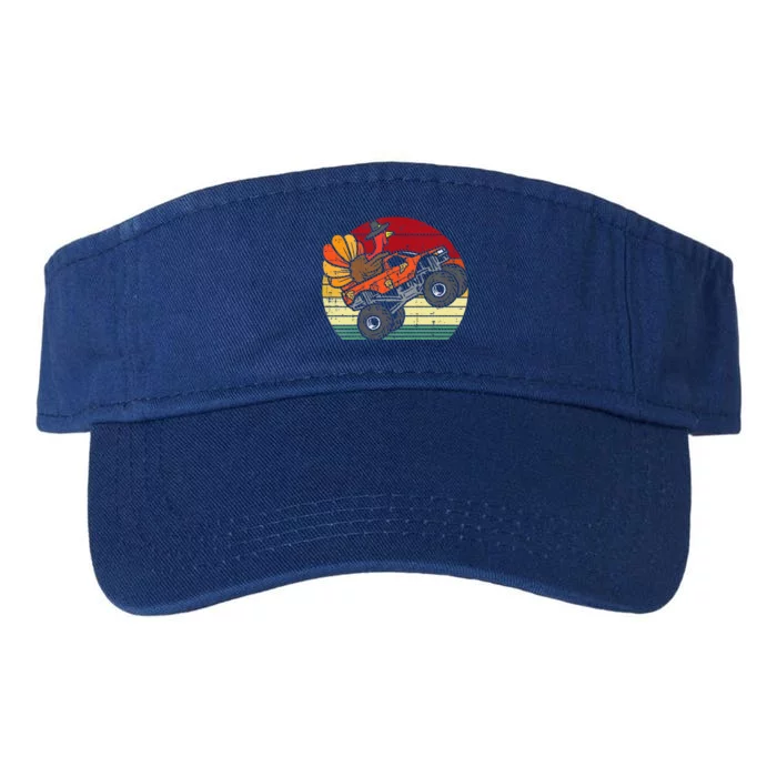 Monster Truck Turkey Sunset Retro Thanksgiving Valucap Bio-Washed Visor