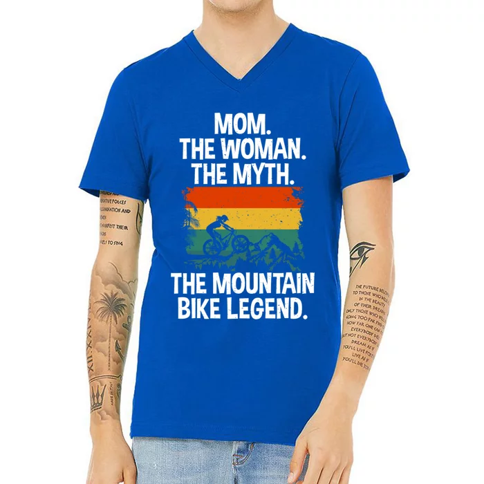 Mom The The Myth The Mountain Bike Legend Biking Mom Meaningful Gift V-Neck T-Shirt