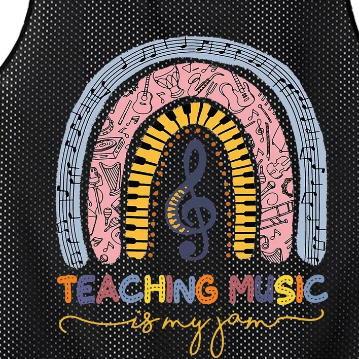 Musical Teacher Teaching Music Is My Jam Rainbow Mesh Reversible Basketball Jersey Tank