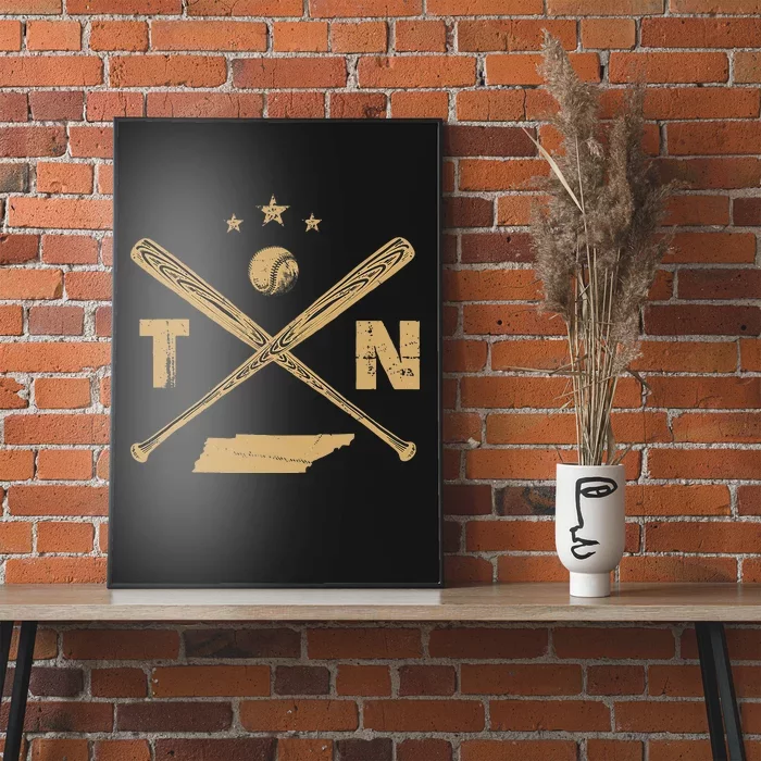 Map Tn Tennessee Baseball Bats Coach Hometown Pride Poster