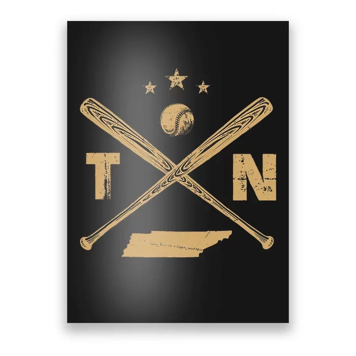 Map Tn Tennessee Baseball Bats Coach Hometown Pride Poster