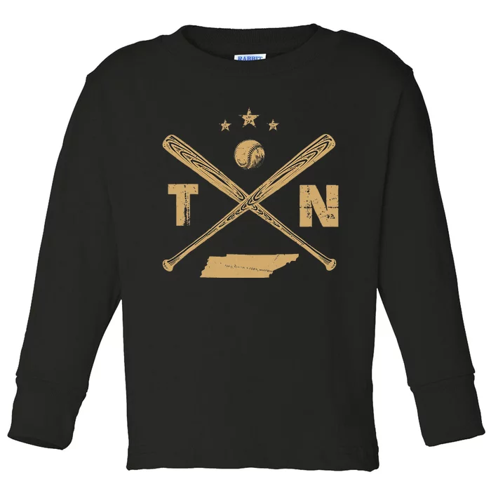 Map Tn Tennessee Baseball Bats Coach Hometown Pride Toddler Long Sleeve Shirt