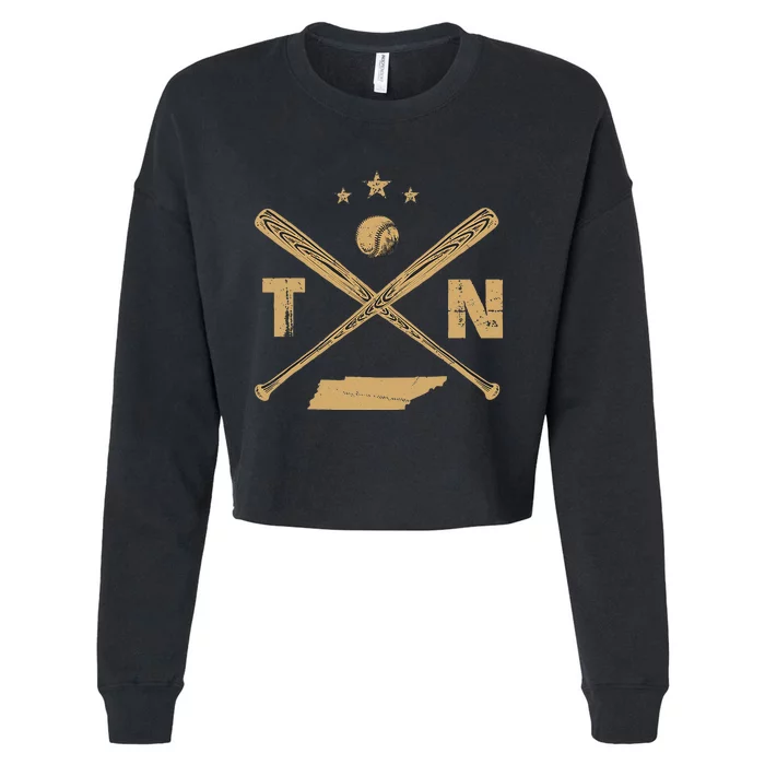 Map Tn Tennessee Baseball Bats Coach Hometown Pride Cropped Pullover Crew