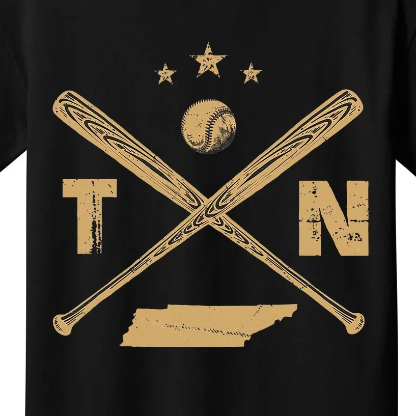 Map Tn Tennessee Baseball Bats Coach Hometown Pride Kids T-Shirt